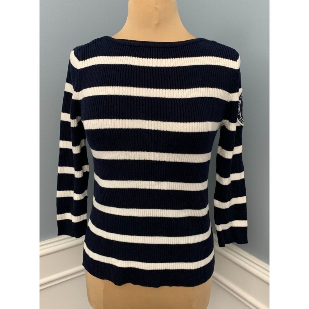 Vintage Ralph Lauren Sweater Womens M Nautical Stripe Americana Preppy Pullover